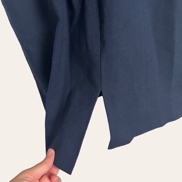 Rebecca Taylor Navy Blue Tailored Stretch Modern Ruffled Sheath Dress Size 6 - Picture 11 of 13